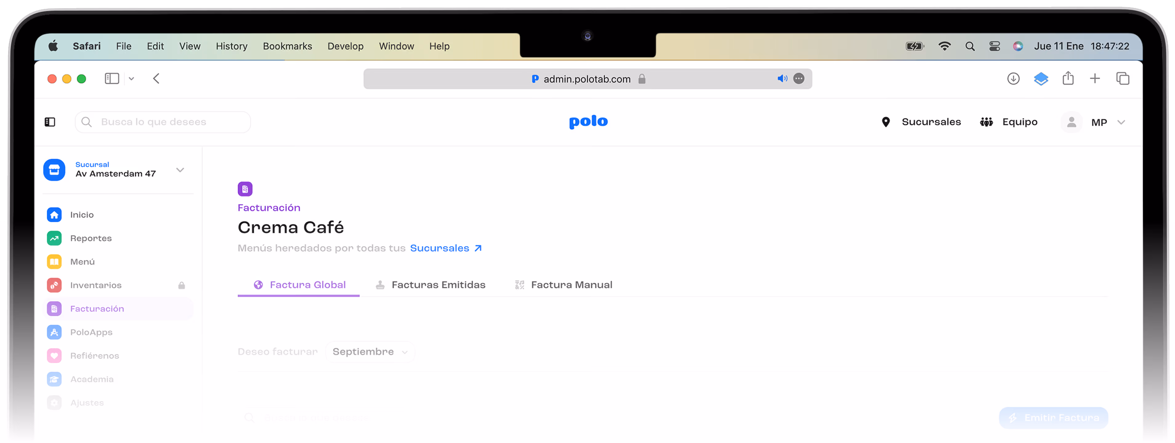 Panel de PoloTab para facturación automática y cierre de mes simplificado
